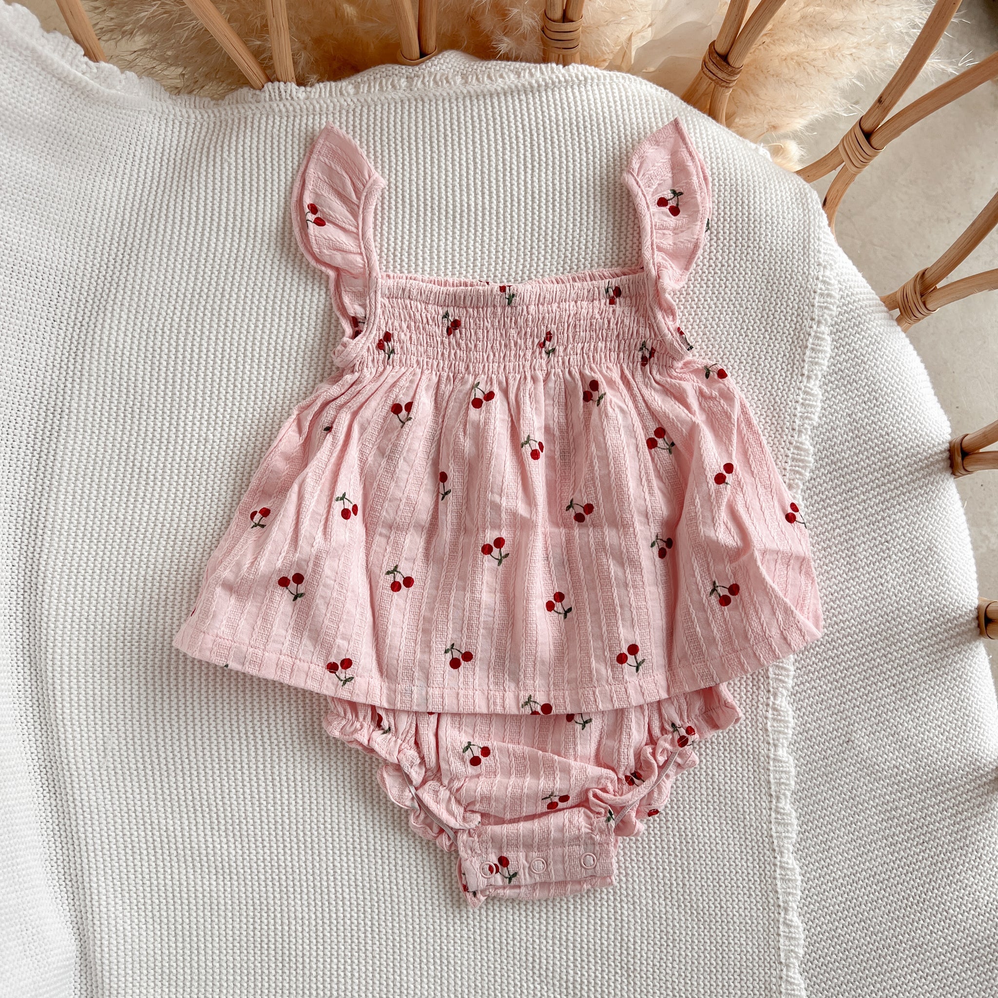 Pink Cherry Romper-Blossom and Pear