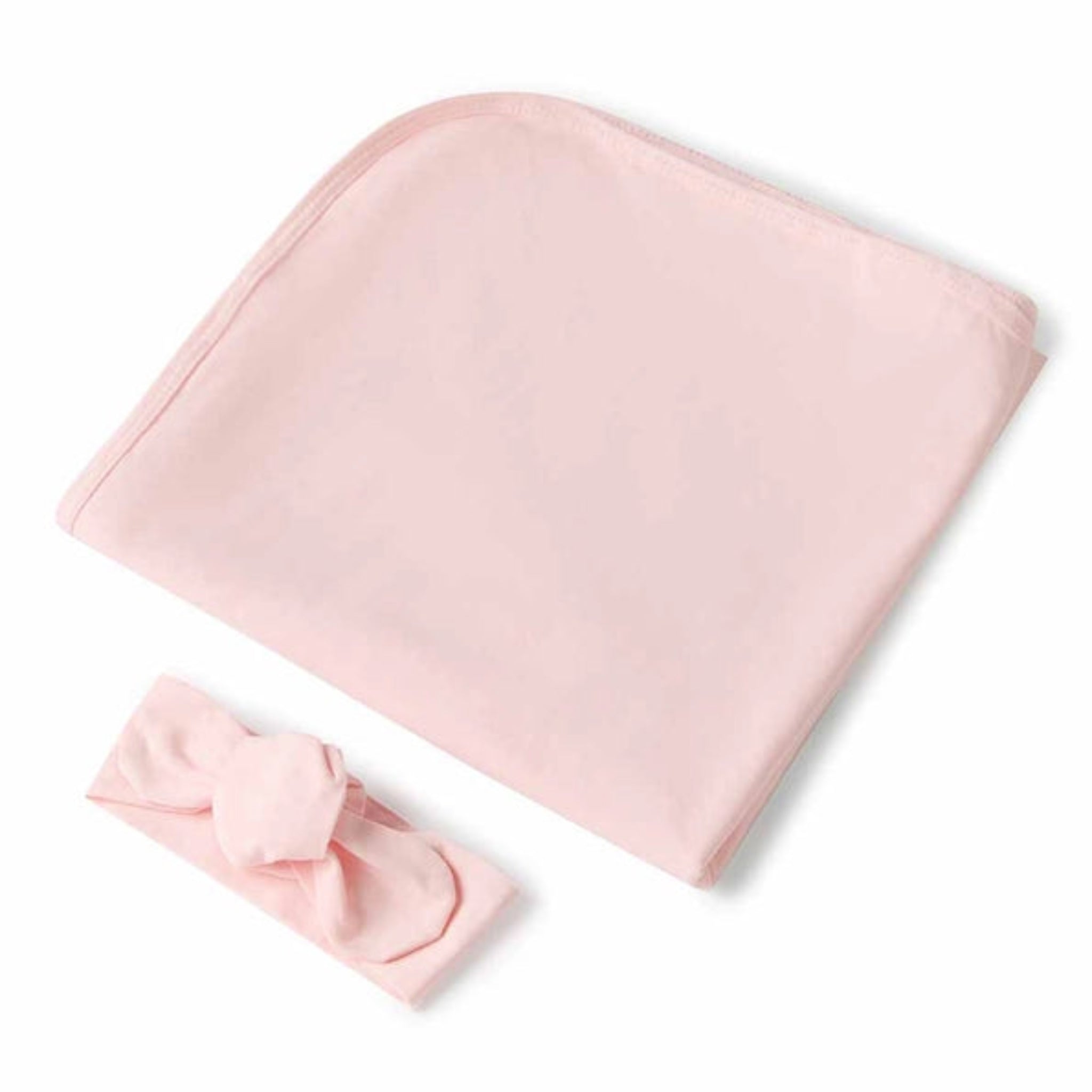 Baby Pink Organic Jersey Wrap & Topknot Set-Snuggle Hunny