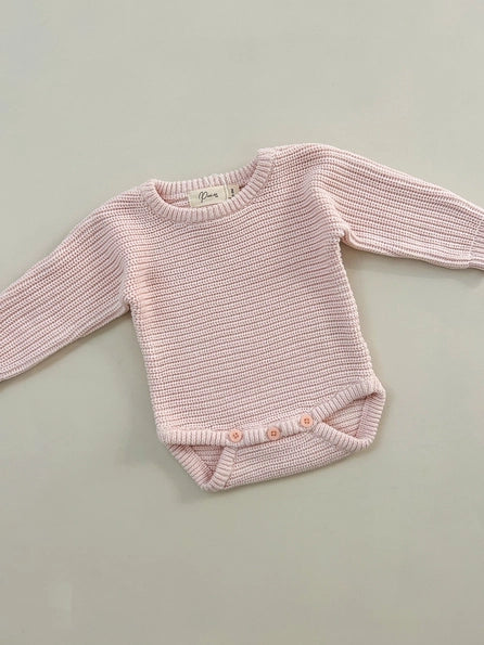 Ribbed Romper Baby Pink- Petite & Co