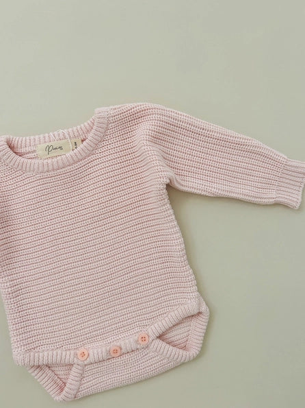 Ribbed Romper Baby Pink- Petite & Co