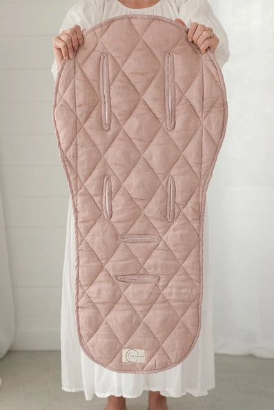 Pram Stroller Liner Dusty Rose- Linen Label.