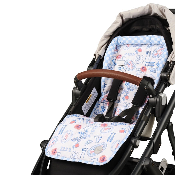 Reversible Pram Liner Mediterranean/Blue Check-Oioi