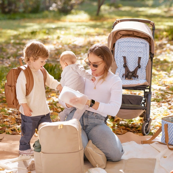 Reversible Pram Liner Mediterranean/Blue Check-Oioi