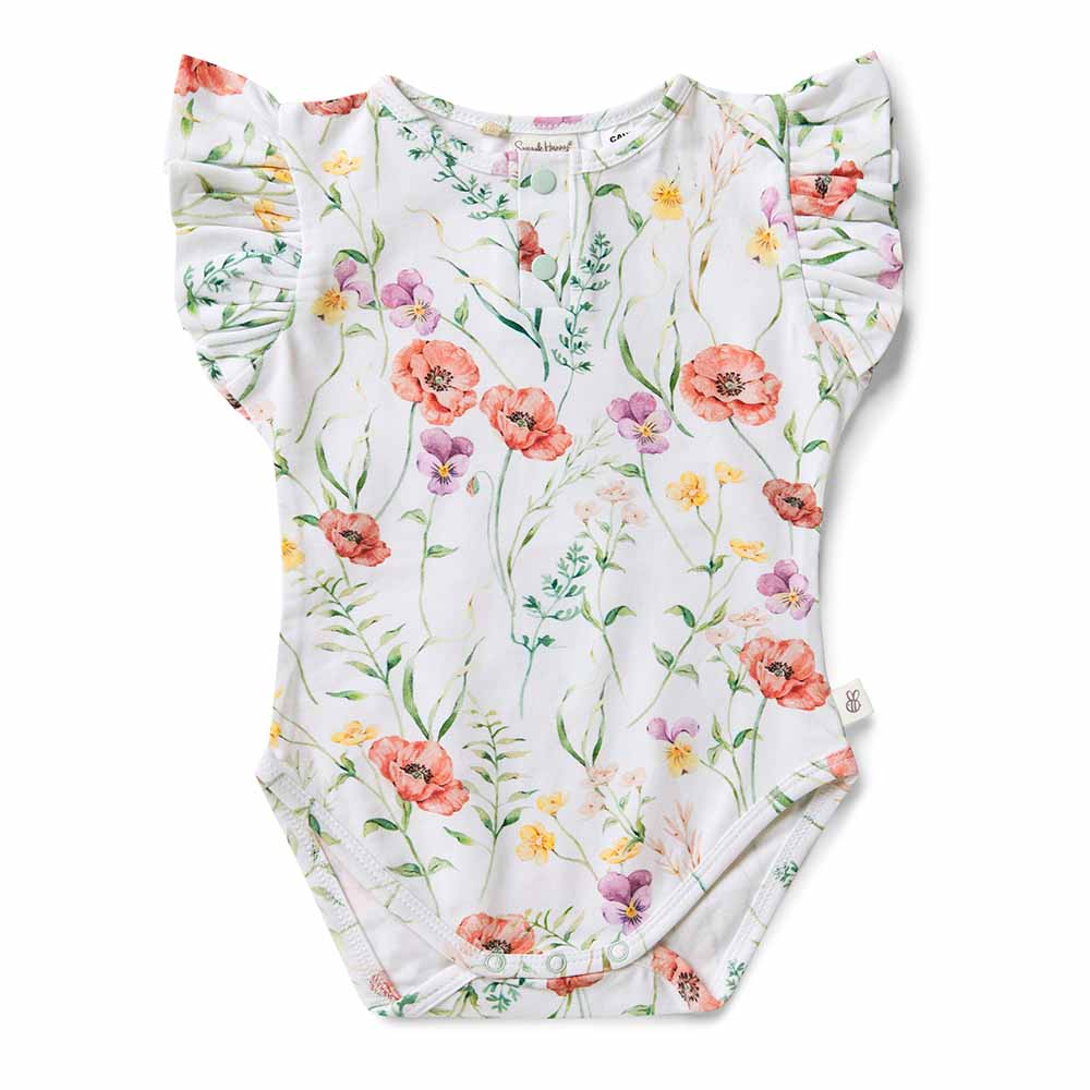 Meadow Short Sleeve Bodysuit with Frill-Snuggle Hunny