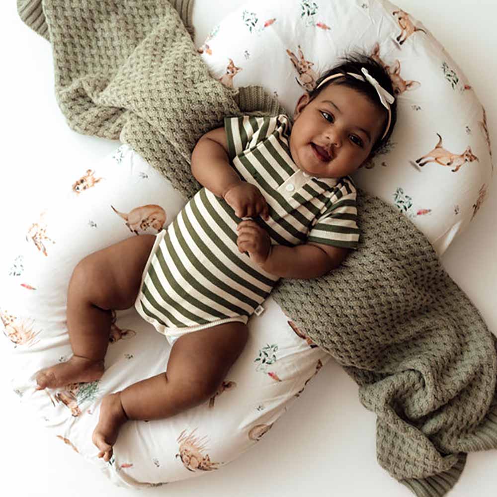 Olive Stripe Short Sleeve Bodysuit-Snuggle Hunny