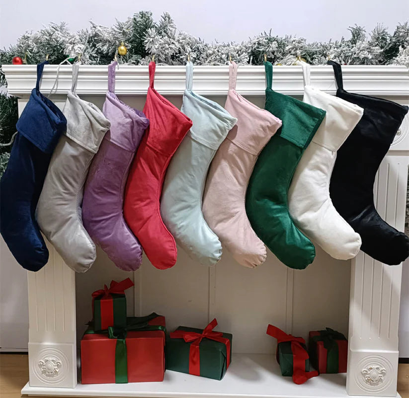 Velvet Santa Stockings with Personalisation-Everly Lane