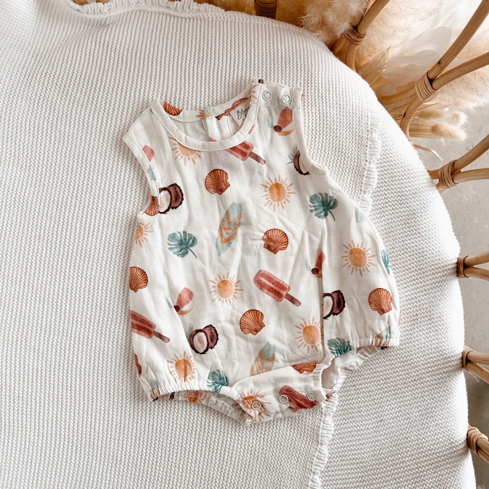 Sunny Daze Bubble Romper-Blossom and Pear.