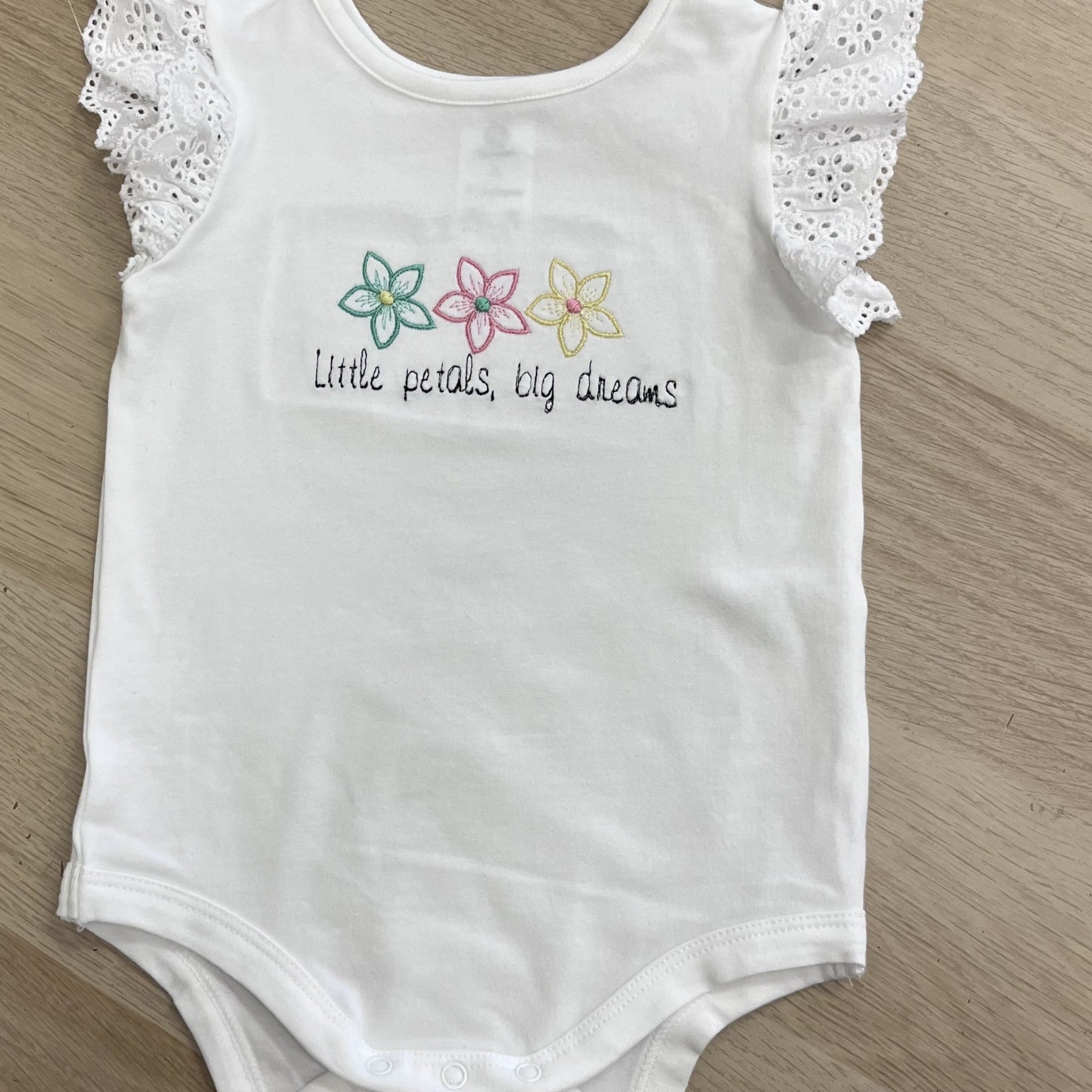 Little Petals,big dreams Embroidered Bodysuit-Everly Lane