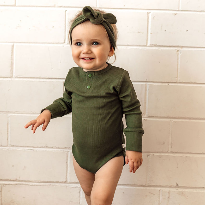 Ribbed Olive Topknot -Snuggle Hunny