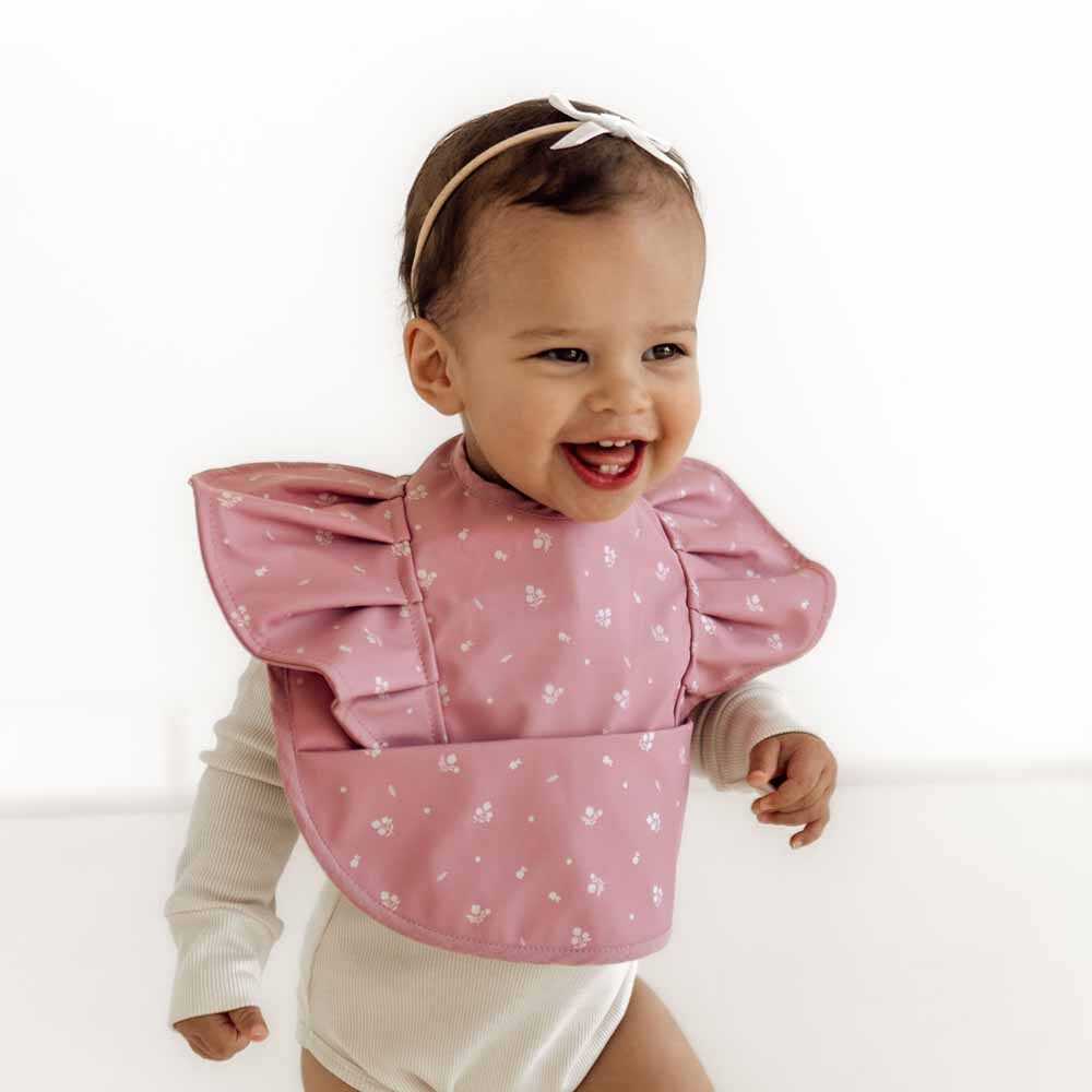 Pink Fleur Snuggle Bib Waterproof-Snuggle Hunny