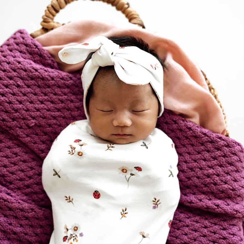 Ladybug  Organic Snuggle Swaddle &  Topknot Set-Snuggle Hunny