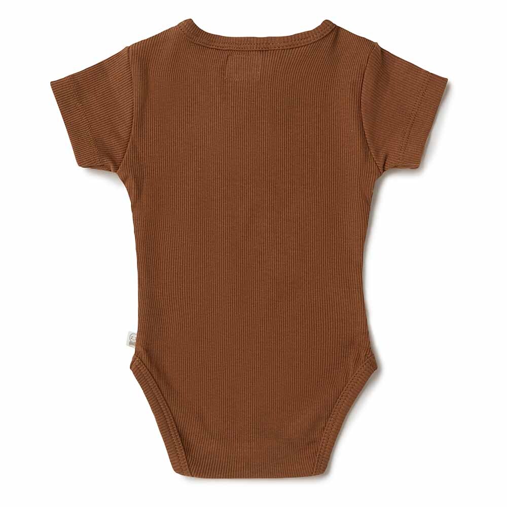 Chocolate  Organic Short Sleeve Bodysuit-Snuggle Hunny