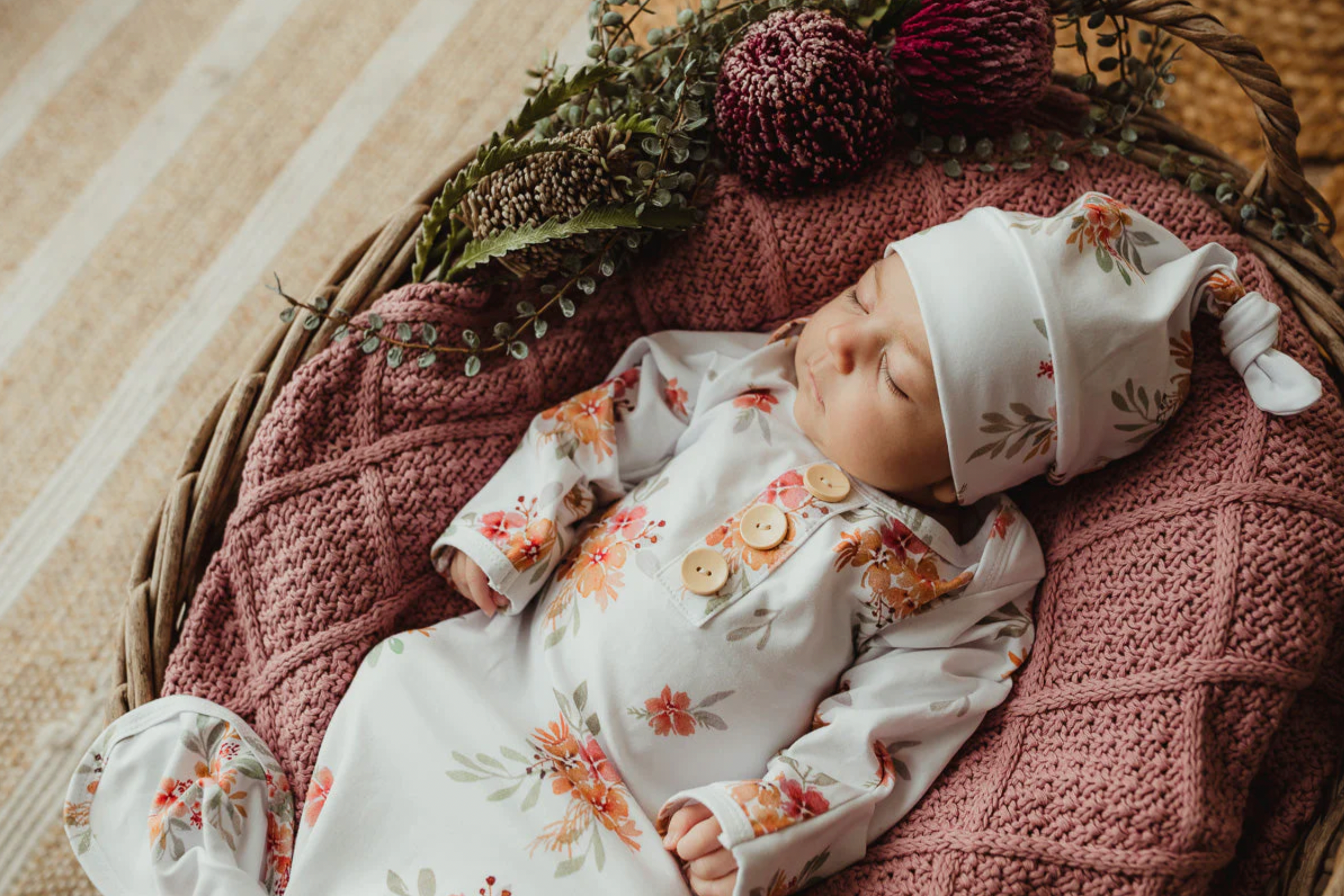 Bloom  Newborn Knotted Gown-Snuggly Jacks